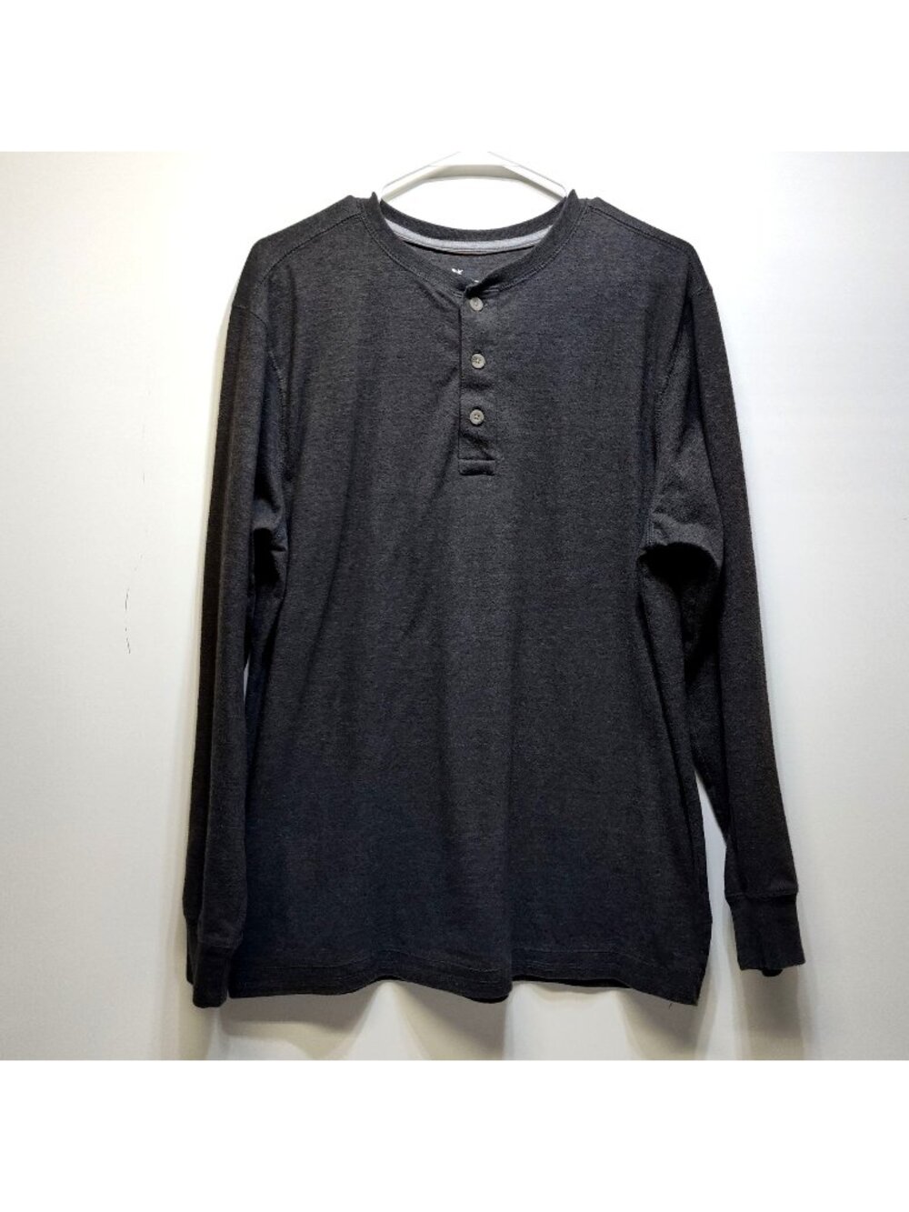 Outdoor Life Wilderness Sueded Henley Long Sleeve Shirt Mens L Gray Cotton Blend